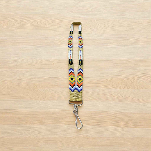 Golden blue Native Beaded Lanyard