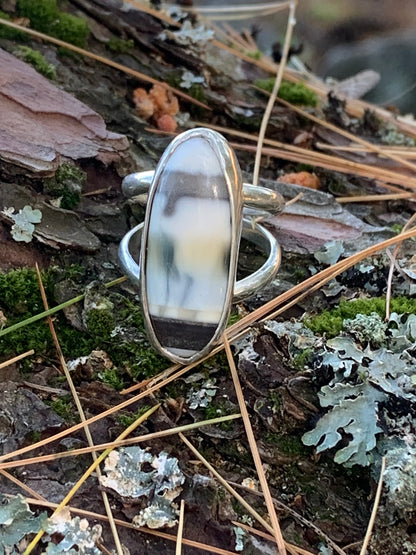 Selene’s Haze Ring – One-of-a-Kind Blue Opal in Sterling Silver