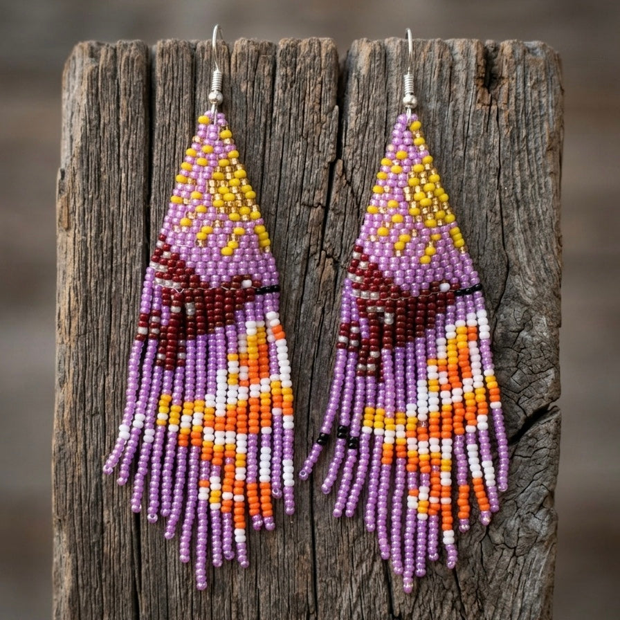 Purple Sky Dancer Beaded Earrings