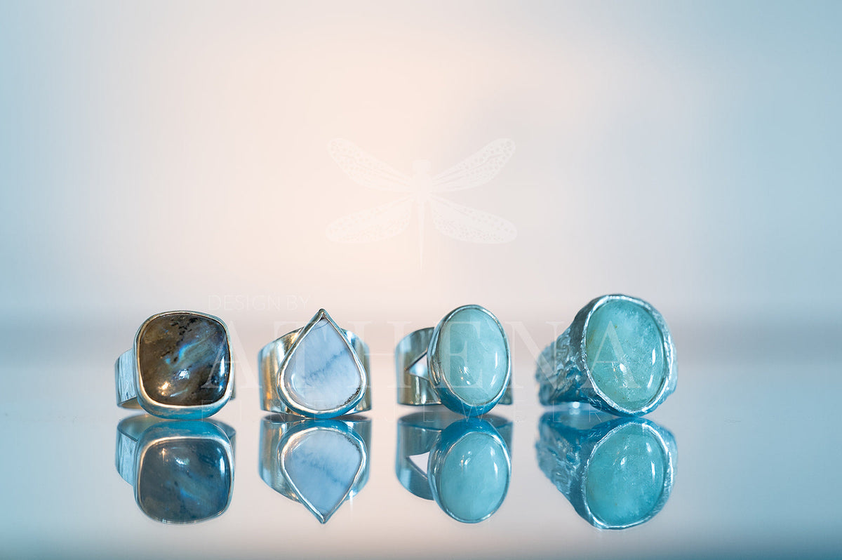 Sky - Blue Opal Ring — Sterling Silver, Bold Statement Piece