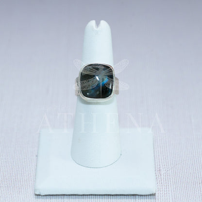 Passage Ring — Square-Cut Labradorite in Sterling Silver