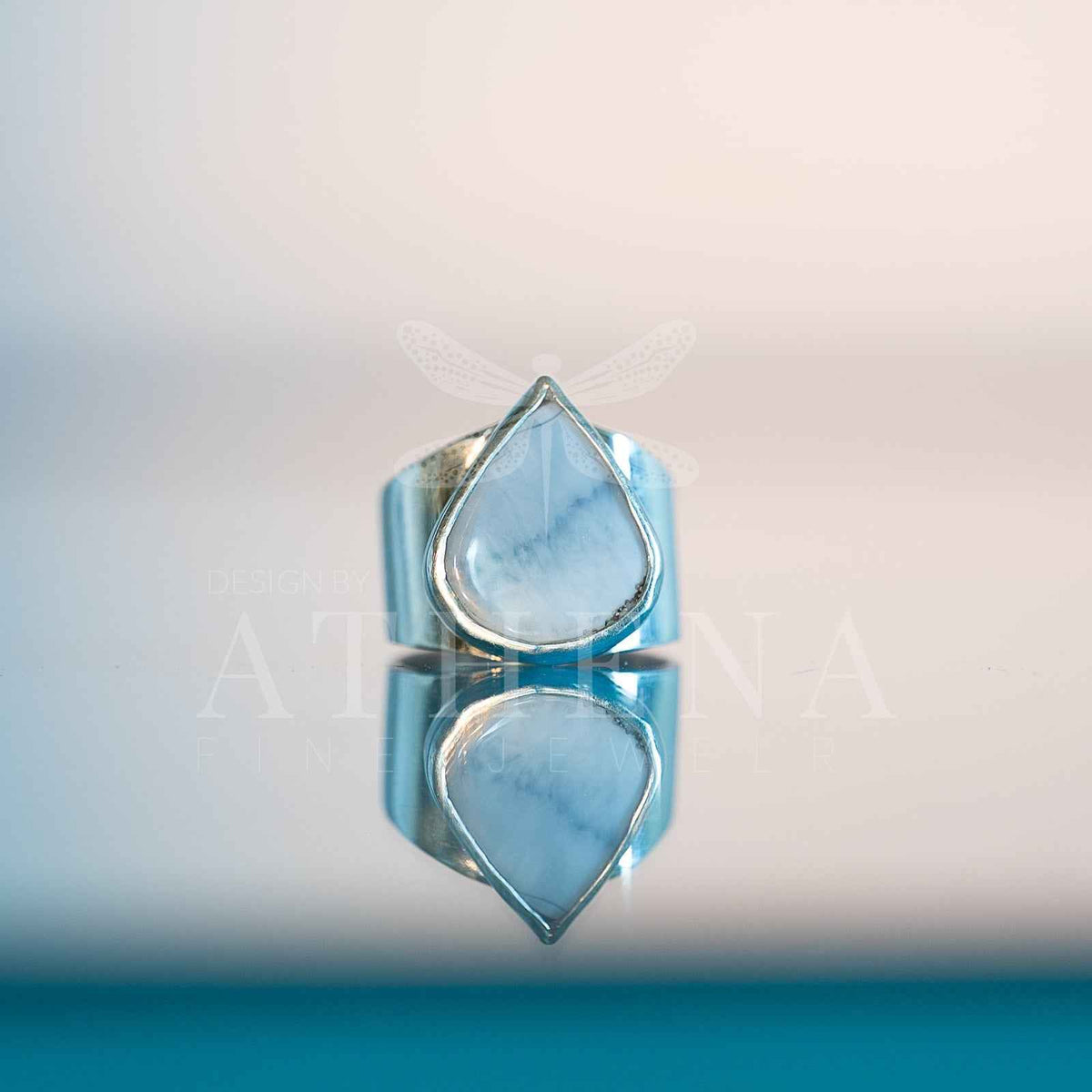 Sky - Blue Opal Ring | Sterling Silver, Bold Statement Piece | Size 6.5