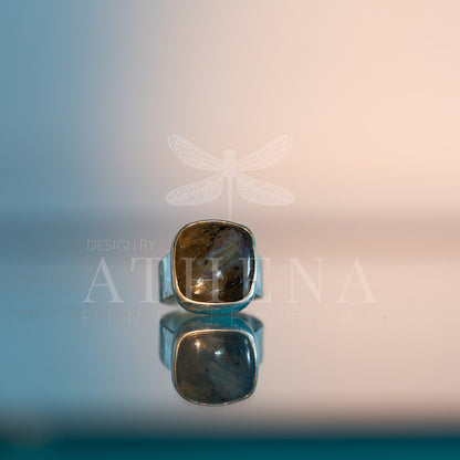 Passage Ring — Square-Cut Labradorite in Sterling Silver