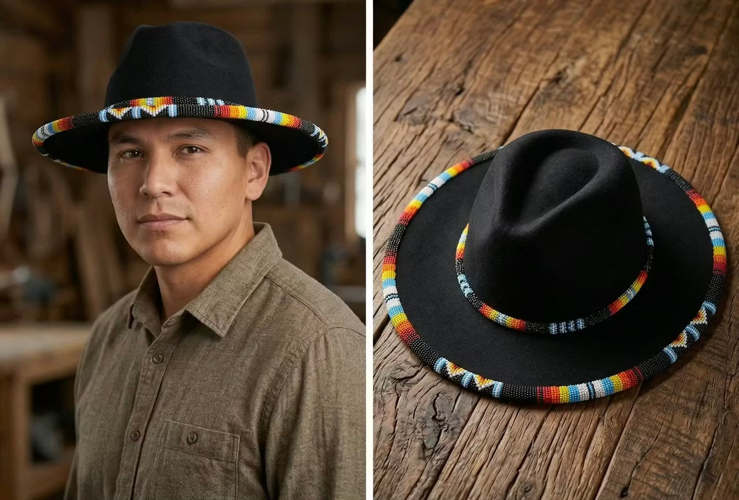 Size-60 Handmade Beaded Hat