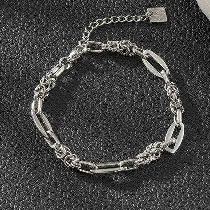 SORRENTO Silver (White Gold): Mixed Link Chain Bracelet