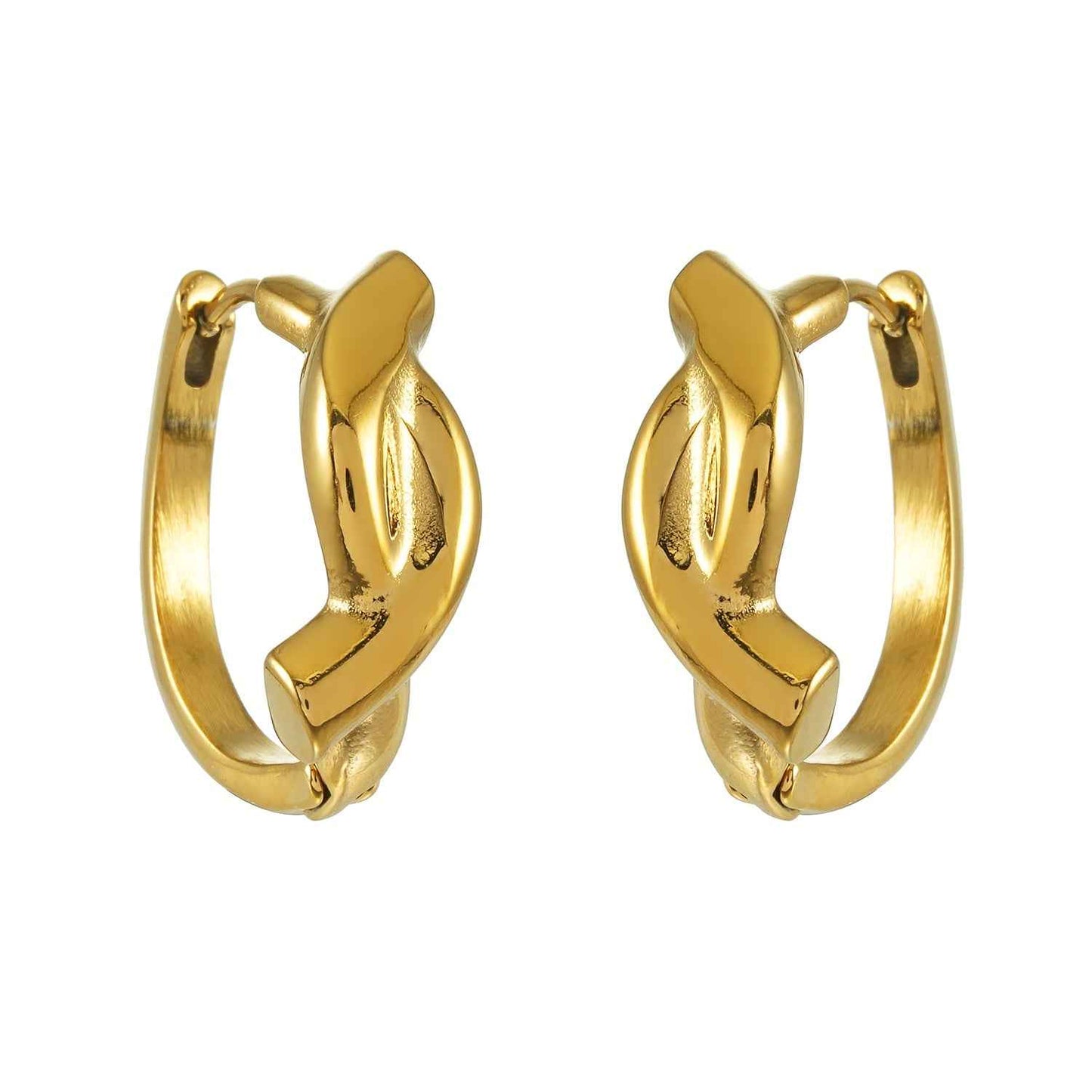 SIYAMI Gold: Sculpted Wave Hoop Earrings