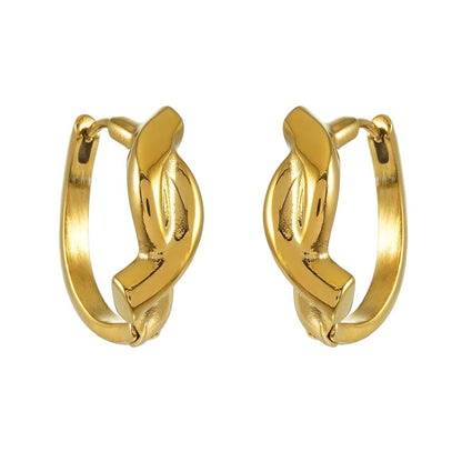 SIYAMI Gold: Sculpted Wave Hoop Earrings