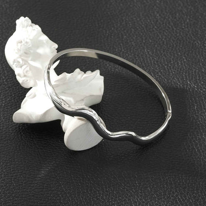 STEFANA Silver (White Gold): Sculptural Avant-Garde Abstract Bracelet