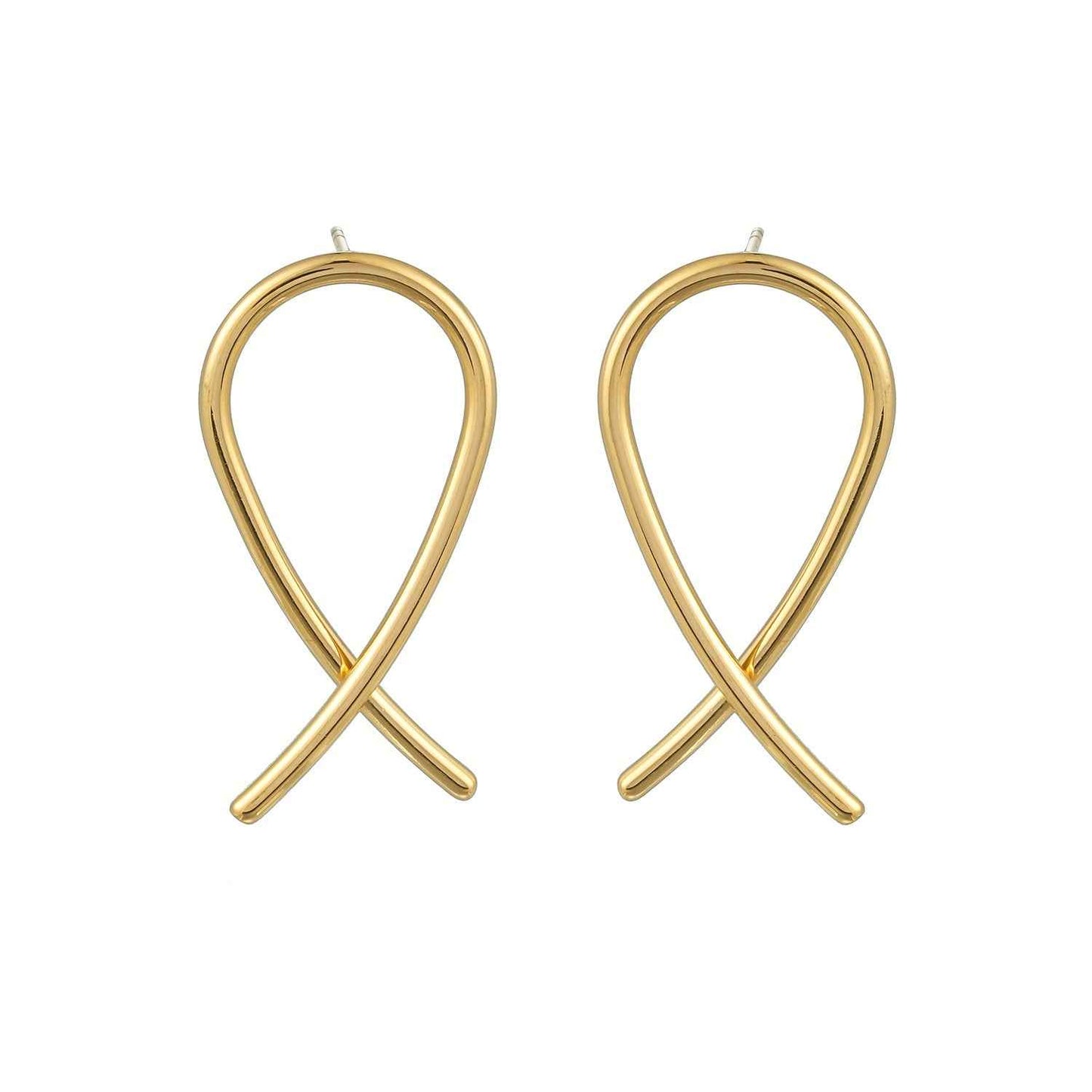 MAEVE Gold: Minimalist Oval Shaped Wire Constructed Stud Earrings