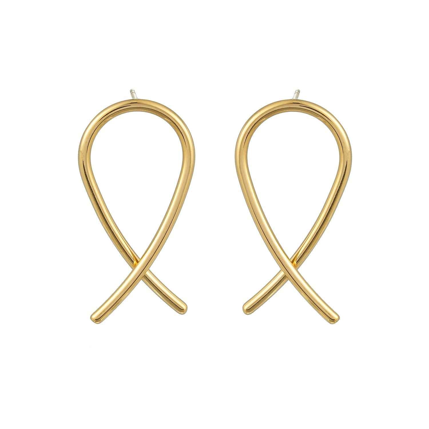 MAEVE Gold: Minimalist Oval Shaped Wire Constructed Stud Earrings