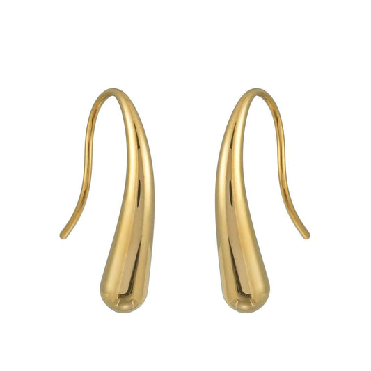 CLARA Gold: Swirl Tail Hoop Earrings – Minimalist Fluid Curve Design