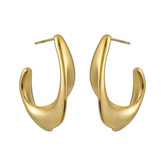FLIRTA Gold: Vintage Art Deco–Inspired Architectural Hoop Earrings