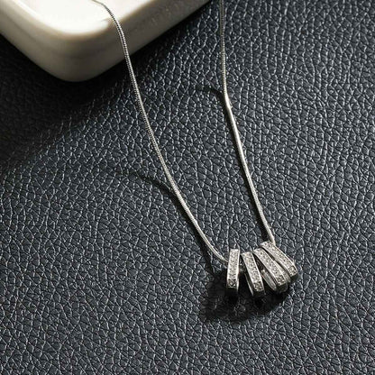 GARNA Silver (White Gold): Mini Snake-Skin Chain with Zirconia-Adorned Oval Shaped Charms