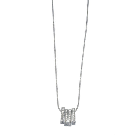 GARNA Silver (White Gold): Mini Snake-Skin Chain with Zirconia-Adorned Oval Shaped Charms