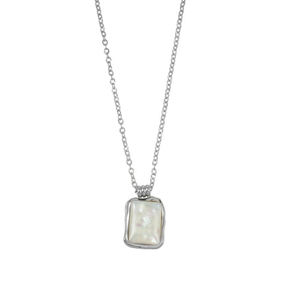 MAUI Silver: Vintage-Inspired Rectangle Shell Pendant Chain Necklace