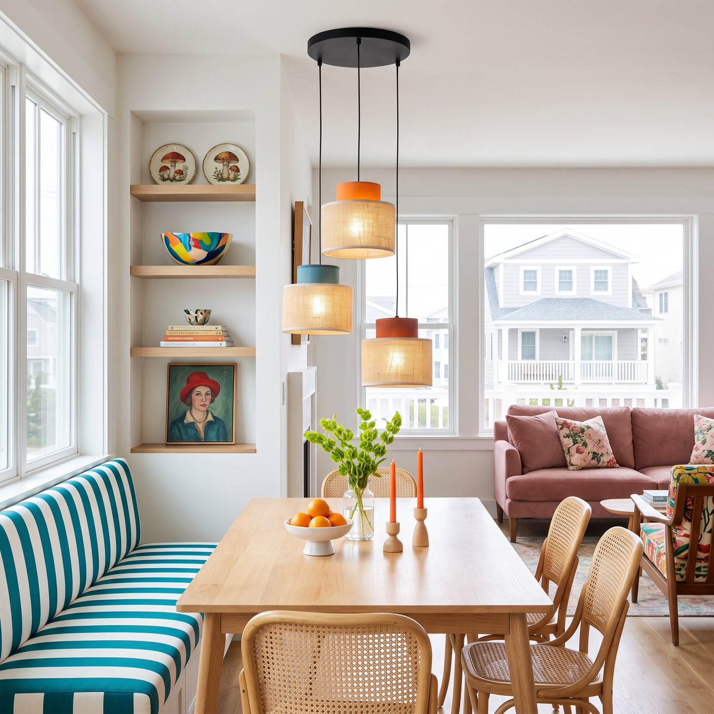 DUO Jute Mix 3-Light Pendant for Kitchen Island & Dining Table