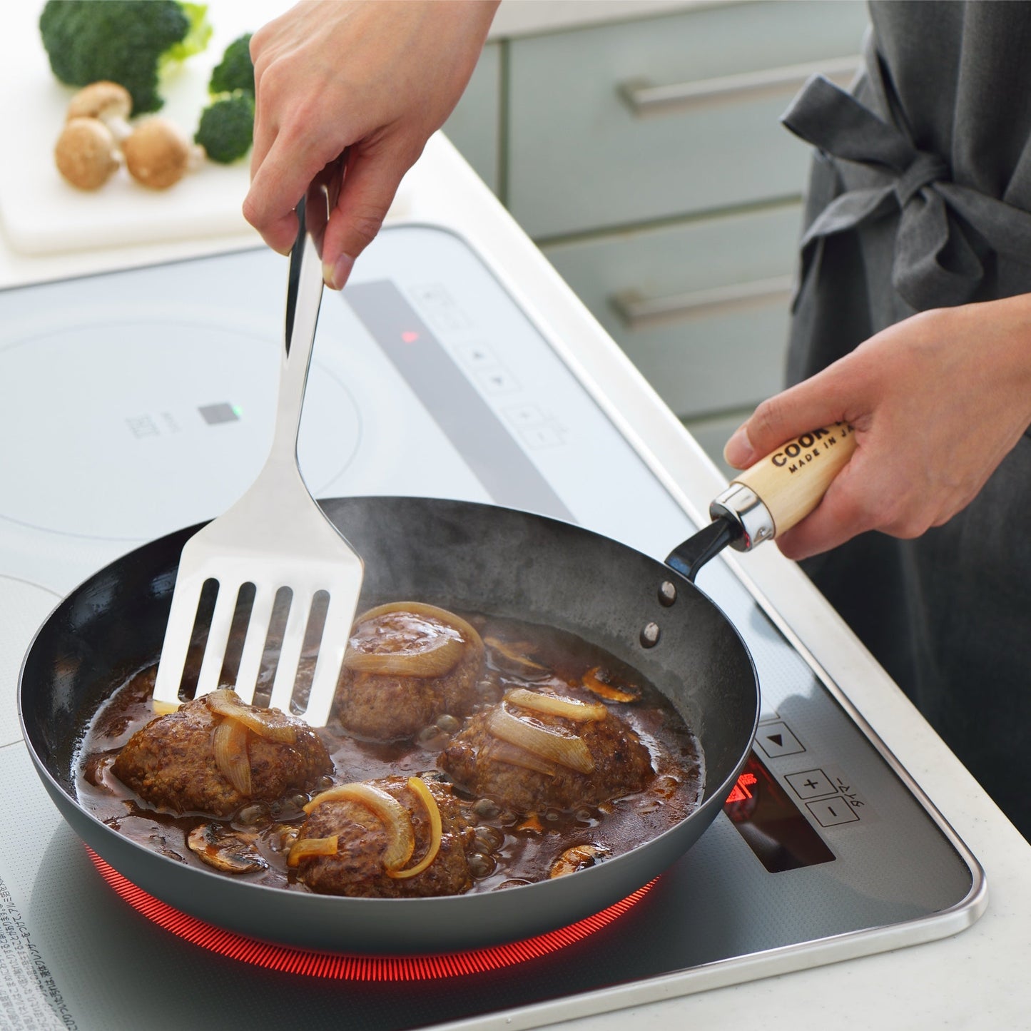 Yoshikawa Cook-Pal Ren Deep Frying Pan 28cm– Nitrided Carbon Steel, Made in Japan