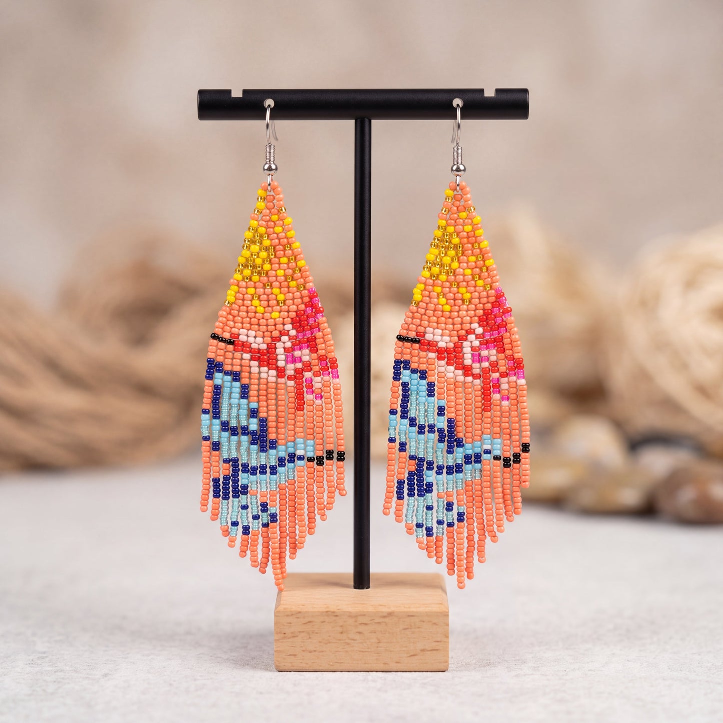 Pink Sky Dancer Beaded Earrings
