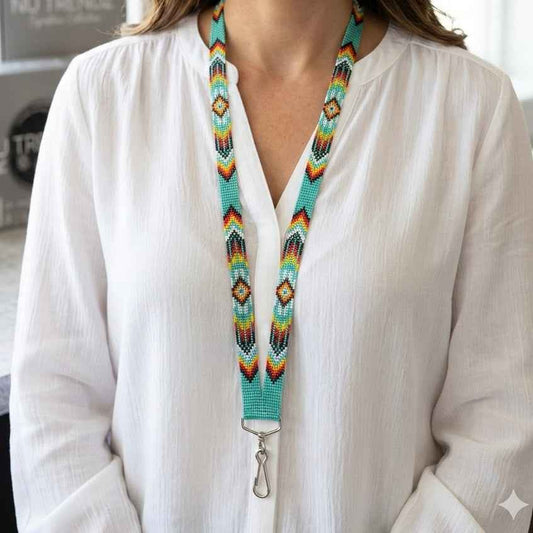 Turquoise Native Beaded Lanyard