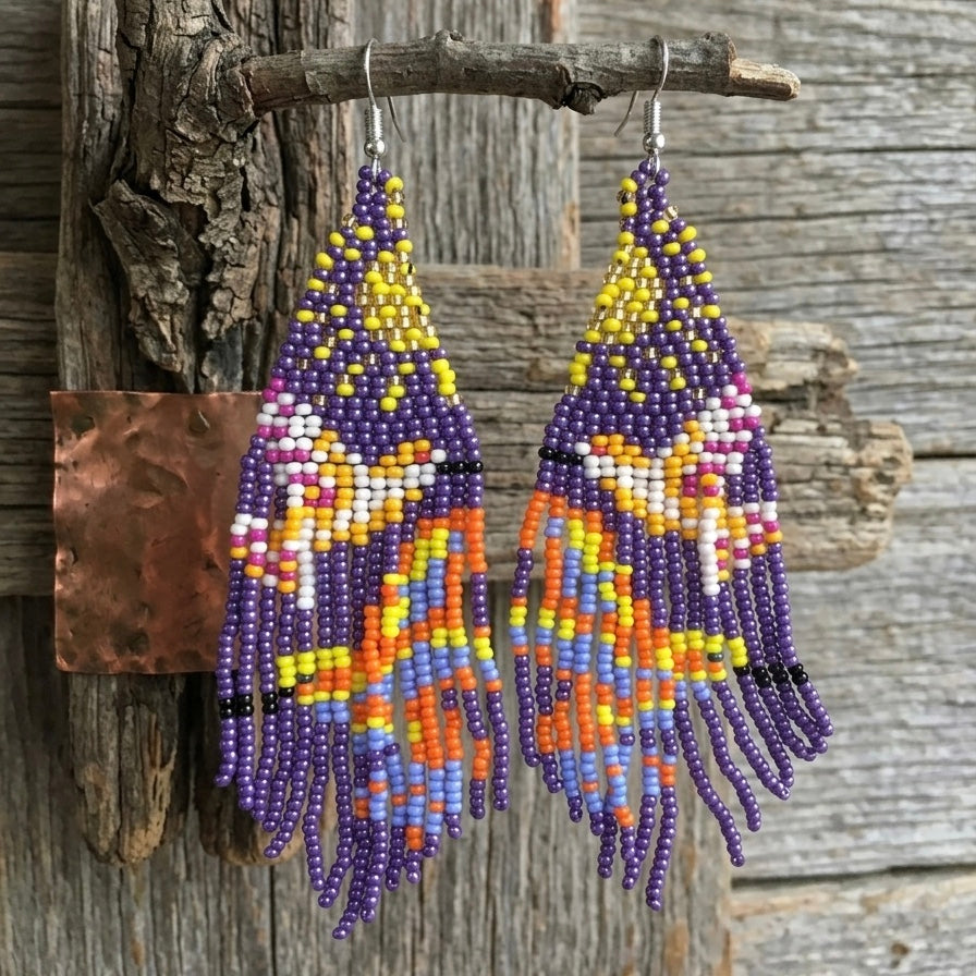 Purple Sky Dancer Beaded Earrings