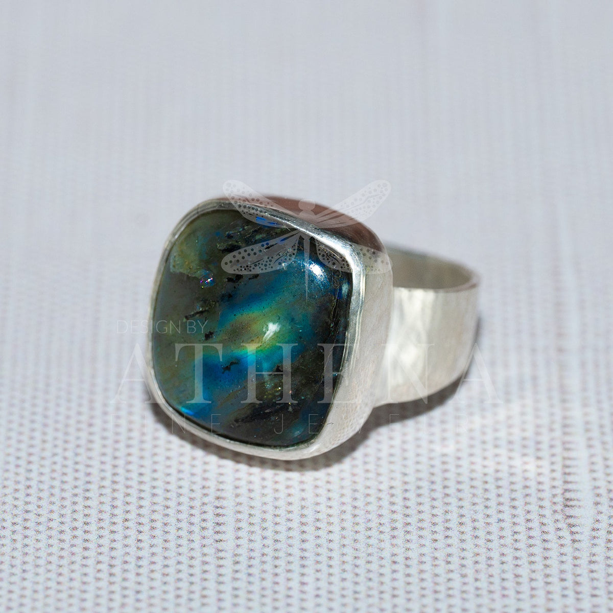 Passage Ring — Square-Cut Labradorite in Sterling Silver