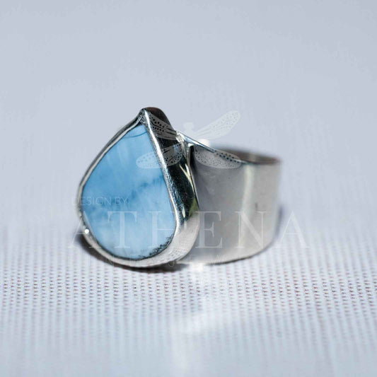 Sky - Blue Opal Ring | Sterling Silver, Bold Statement Piece | Size 6.5