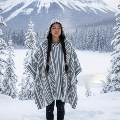 Grey Pure Llama wool Ponchos