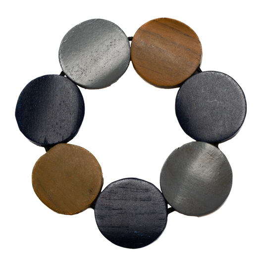 Elasticated Wooden Disk Bracelet