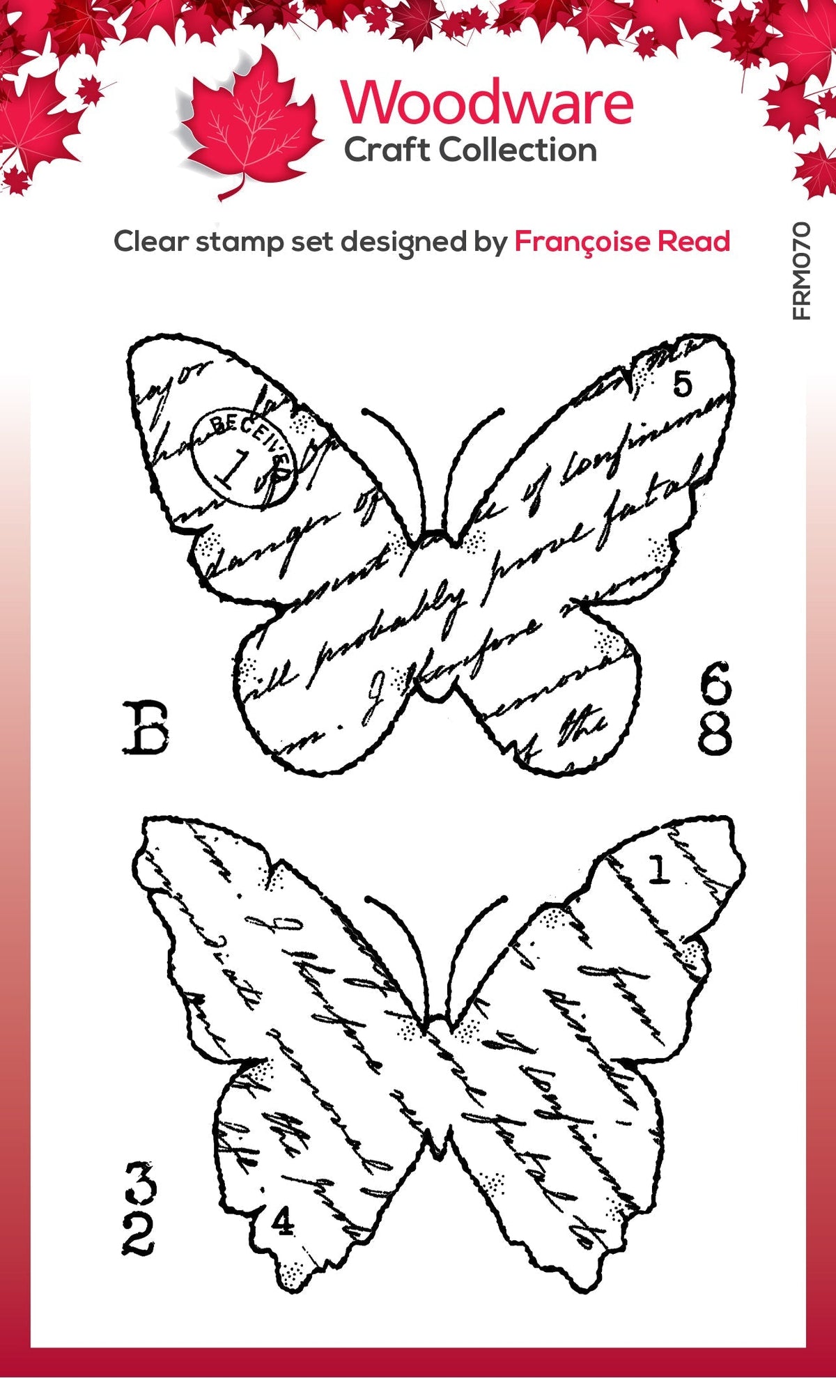 Woodware Clear Singles Torn Paper Butterflies 3 in x 4 in Stamp