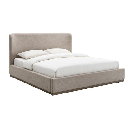 Faye Upholstered Bed With Curved Headboard - Perfect Taupe