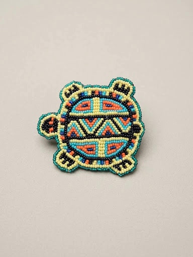 Beaded turtle Barrette Yellow accent