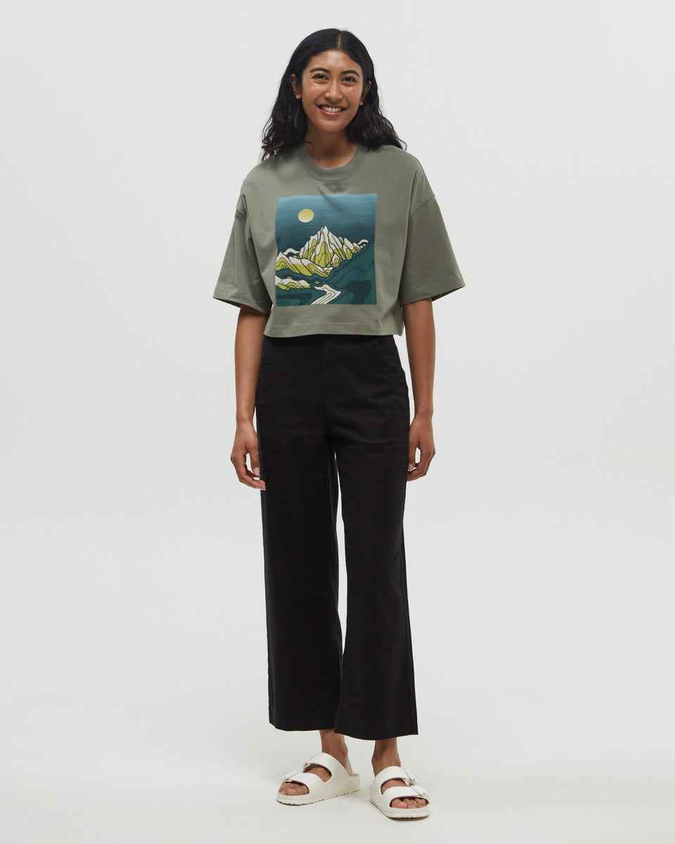 Emerald Edge Oversized Crop T-Shirt