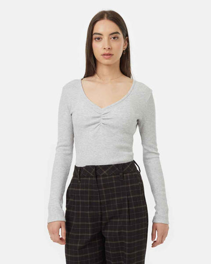 Treewaffle Ruched V-Neck Top
