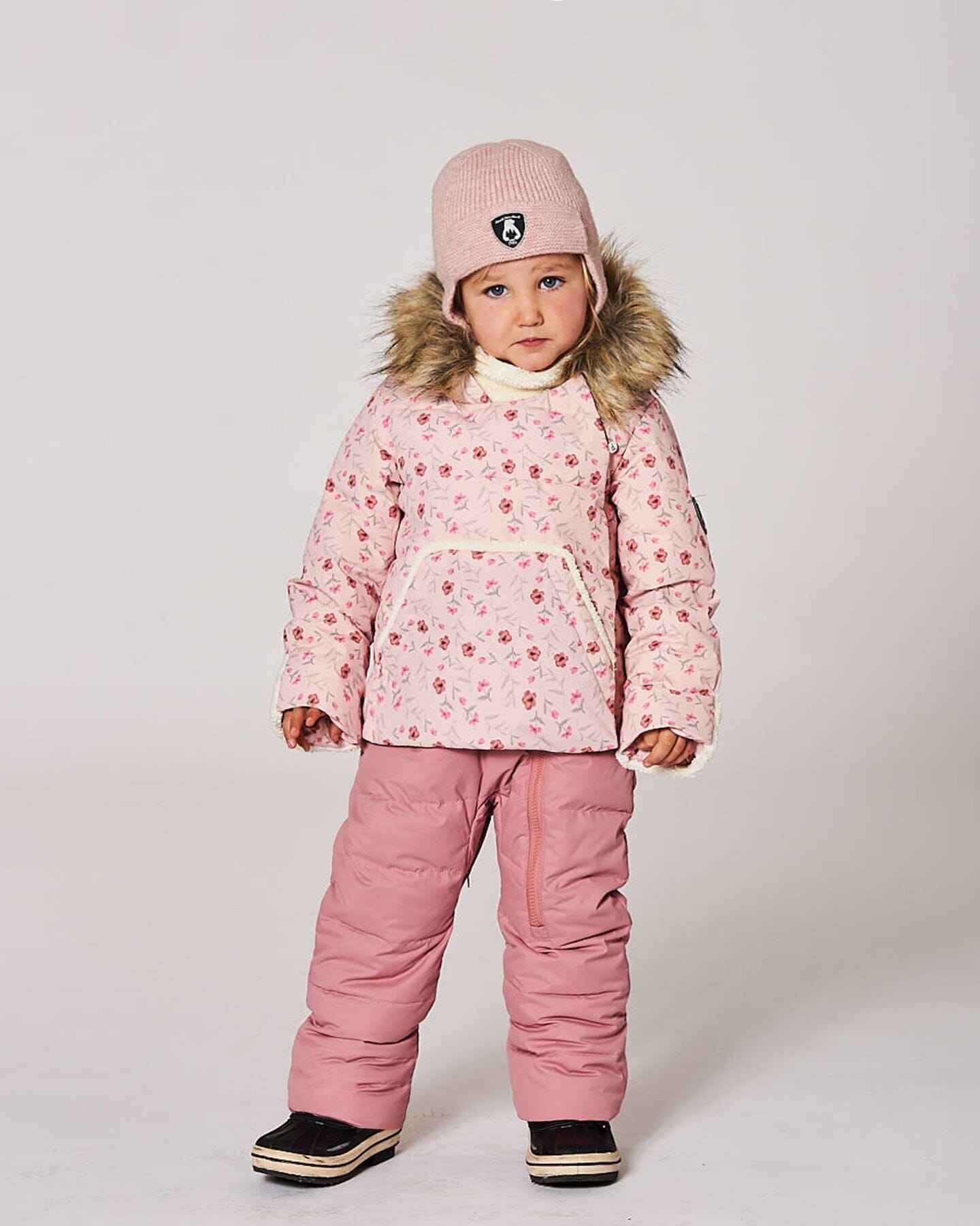 One-Piece Baby Snug Snowsuit Designed For Car Seat Pink Mini Flowers