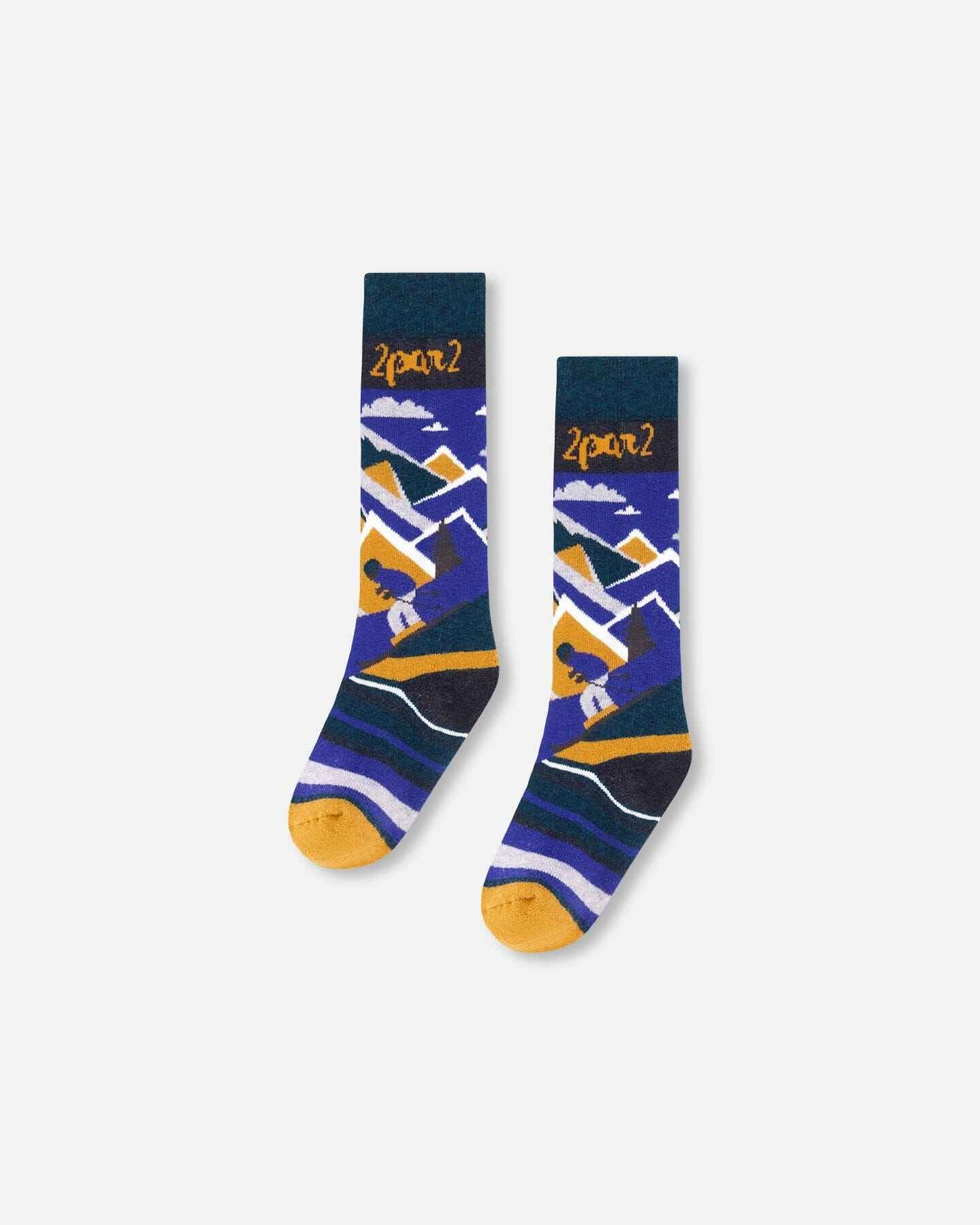 Winter Ski Socks With Merino Wool Deep Teal