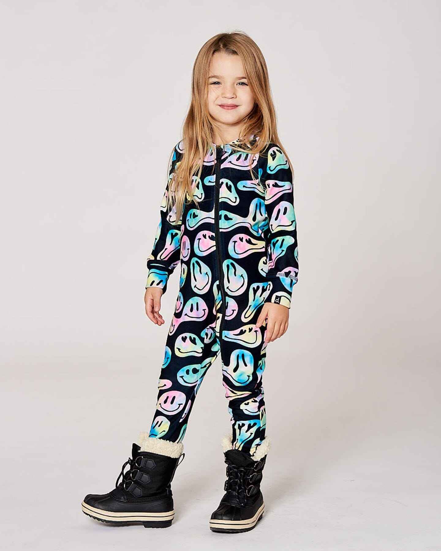 One-Piece Thermal Underwear Smiley Face Girl