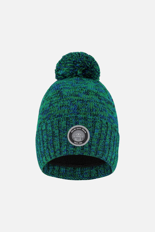 Lined Knit Pompom Hat Green And Blue