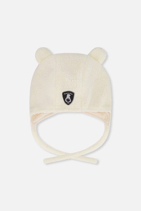 Lined Baby Sherpa Hat With Ear Flaps Off-White