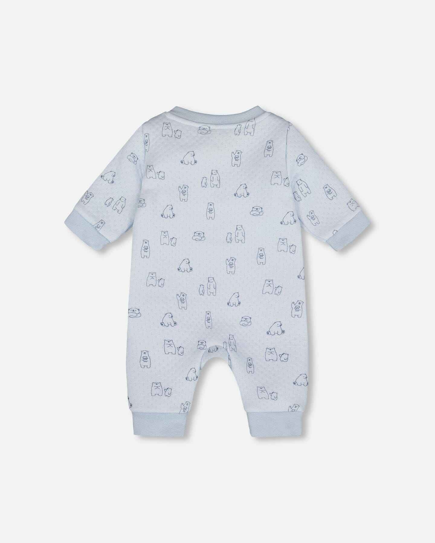 Organic Cotton One-Piece And Baby Romper Blue Bear Print