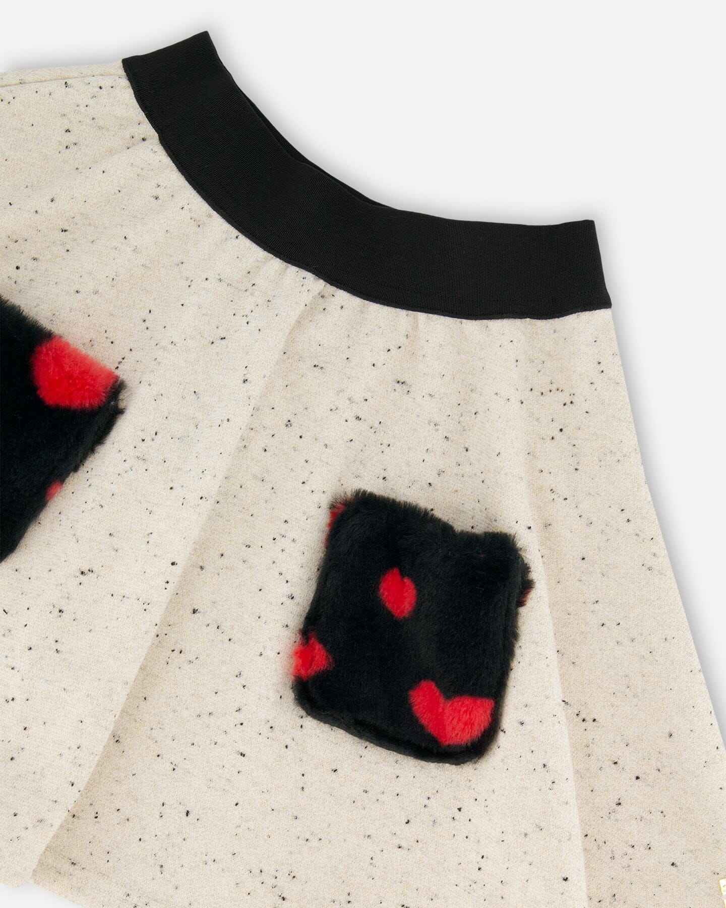 Glittering French Terry Skirt Beige And Black
