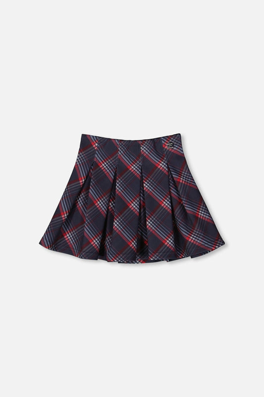 Pleated Milano Skirt Red And Navy Plaid