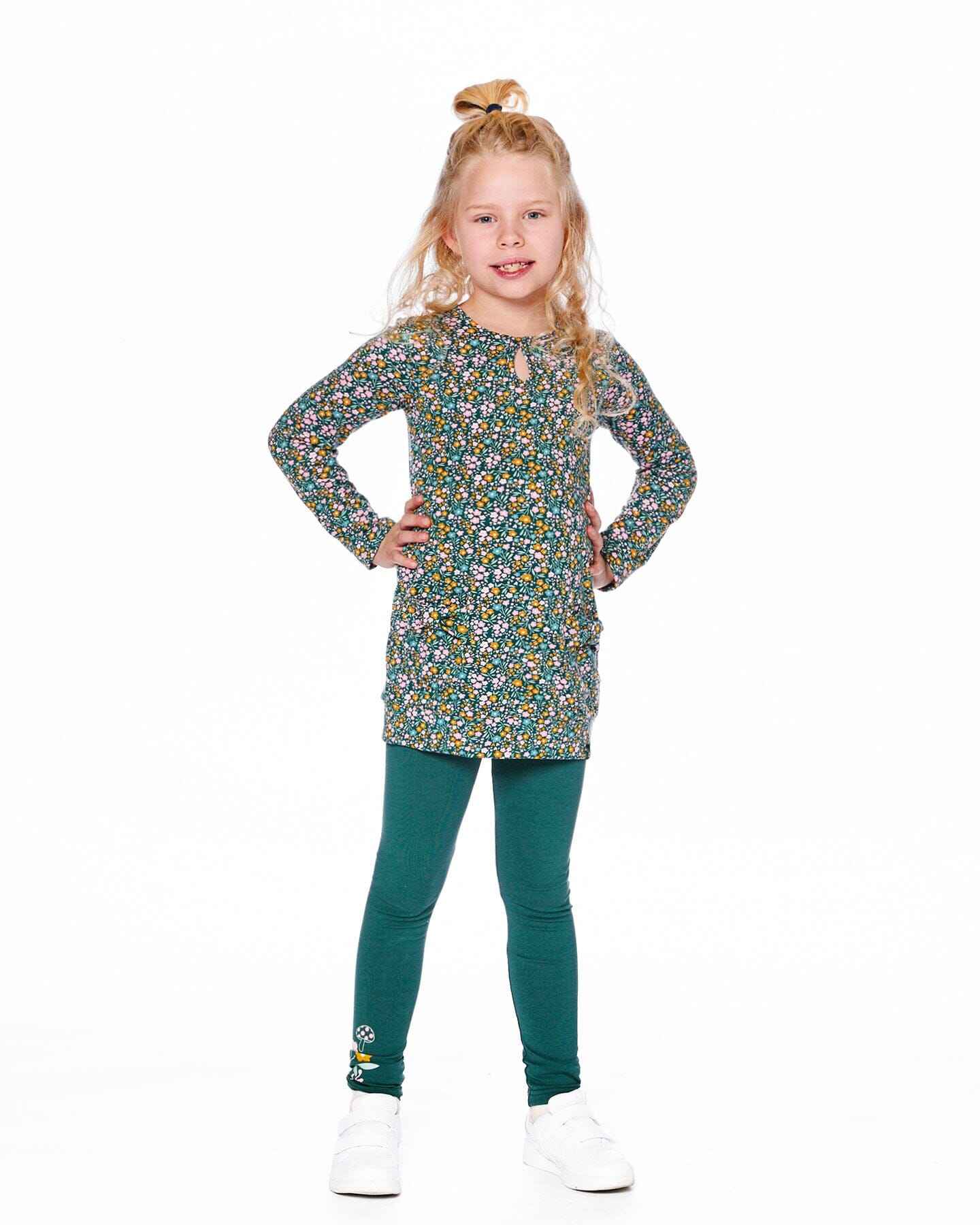 Jersey Tunic Green With Floral Print