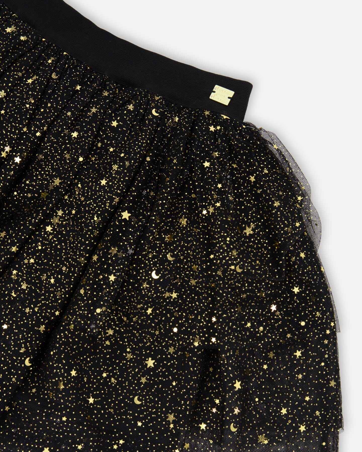 Multi Layer Glittering Mesh Skirt Black