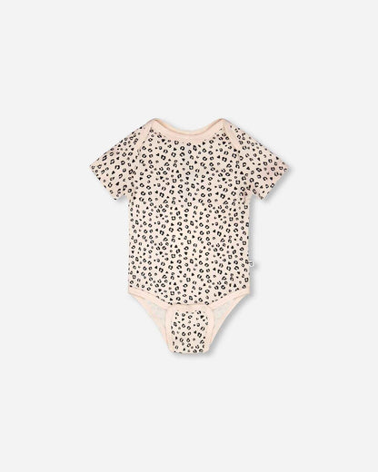 Evolutive Organic Cotton Jersey Onesie Peach Animal Print