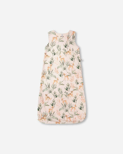 Organic Cotton Jersey Muslin Sleep Sack Peach Deer Print