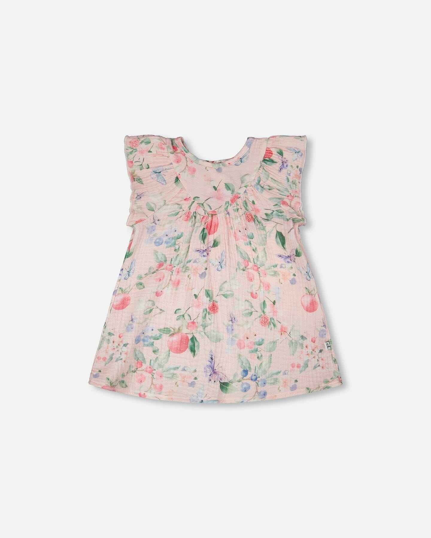 Cotton Muslin Dress And Bloomer Set Pink Printed Berries
