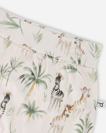Organic Cotton Jersey Evolutive Pants Beige Zebra Print
