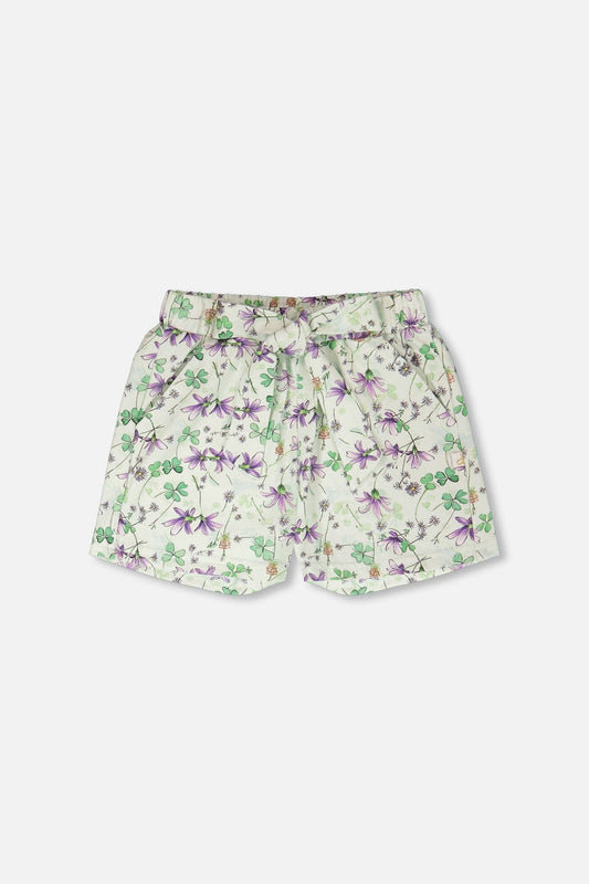 Jersey Shorts Green Printed Flowers