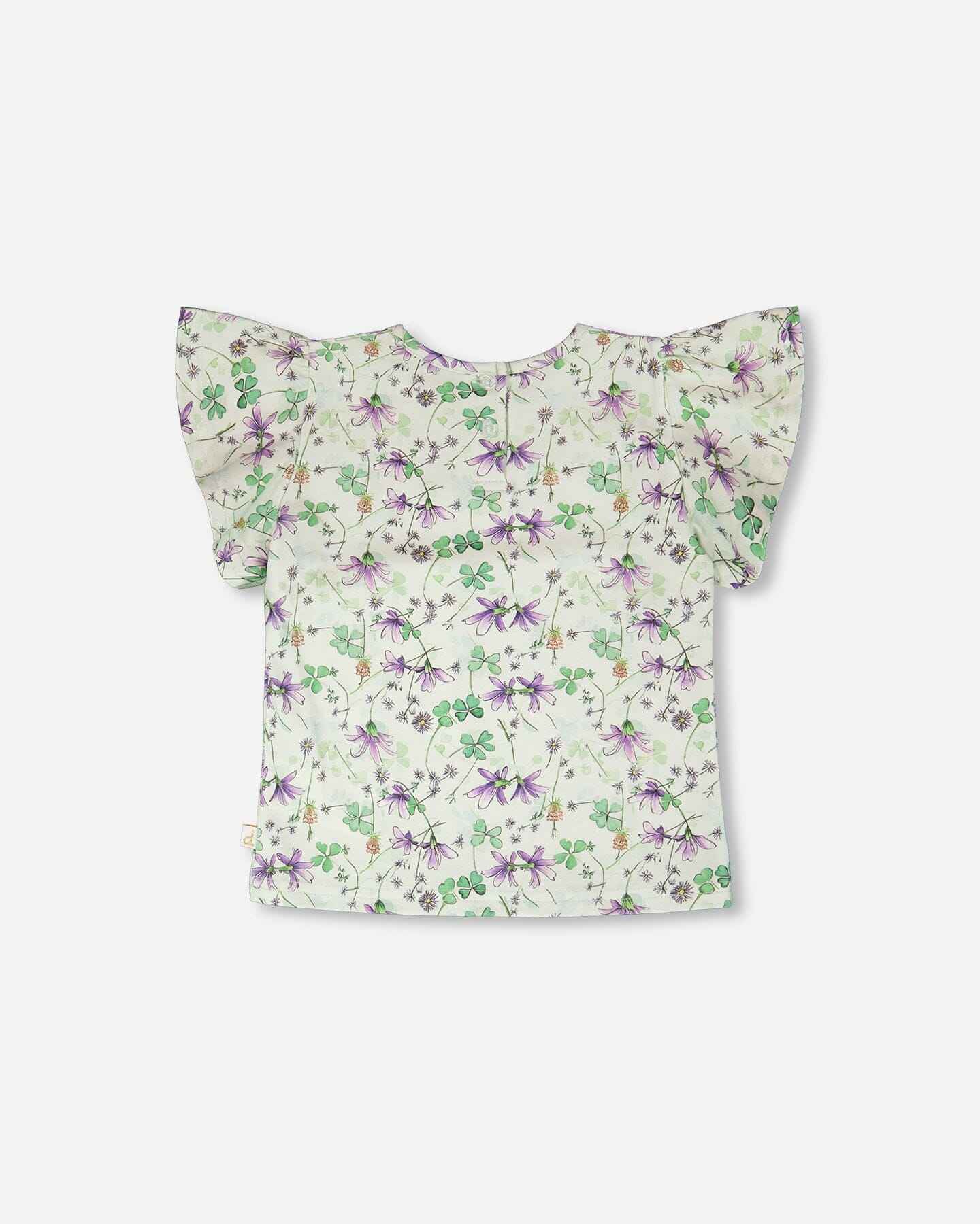Jersey T-Shirt Green Printed Flowers