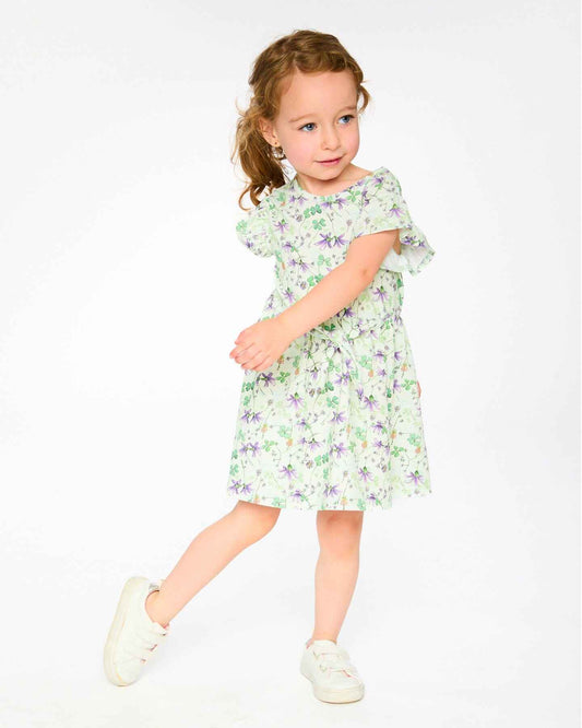 Jersey Dress Green Printed Flowers